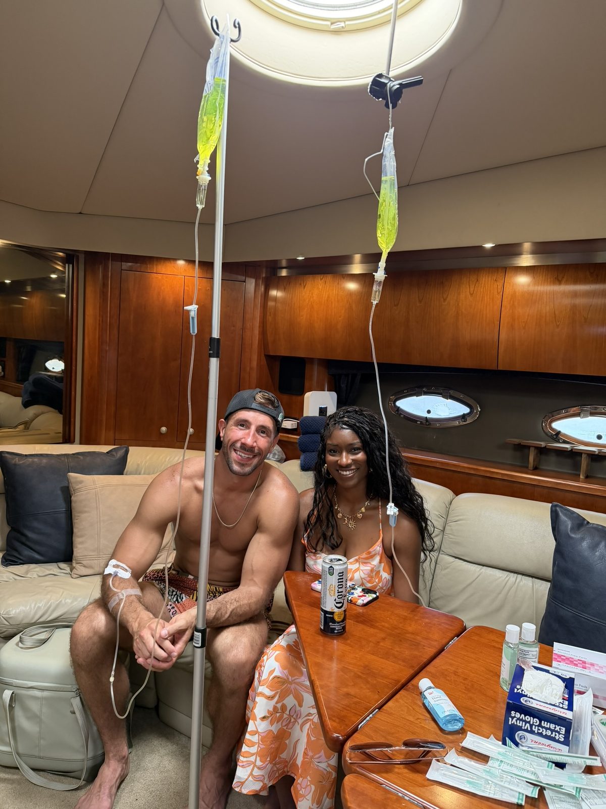 Two drips running in a boat saloon